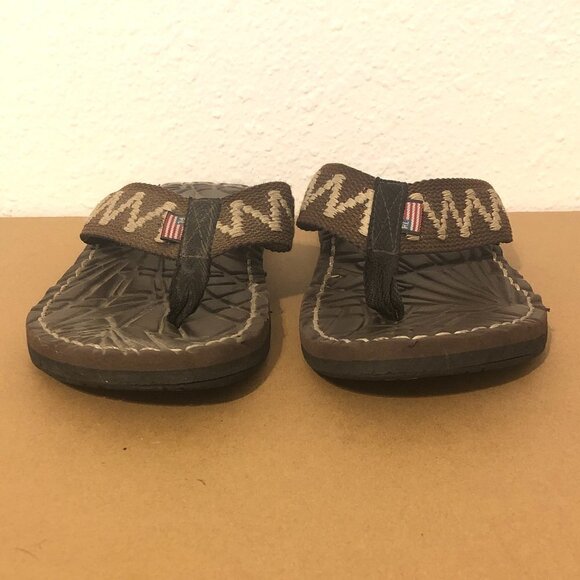 RALPH LAUREN Flip Flop Sandals Men's Size 6 Brown Flag Tag - Picture 4 of 13